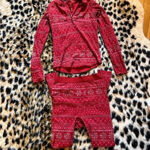 SKIMS Red Fair Isle Long Sleeve Pajama Set